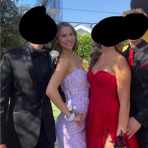 Elegant Lavender Strapless Gown